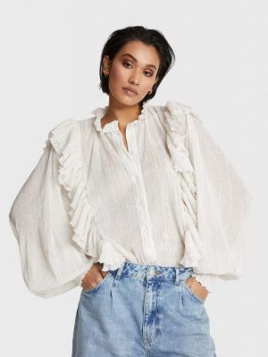 Alix the label | Shiny Mesh Blouse - Offwhite