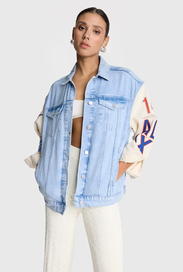 Alix the label | MIXED SLEEVES DENIM JACKET - Afbeelding 2