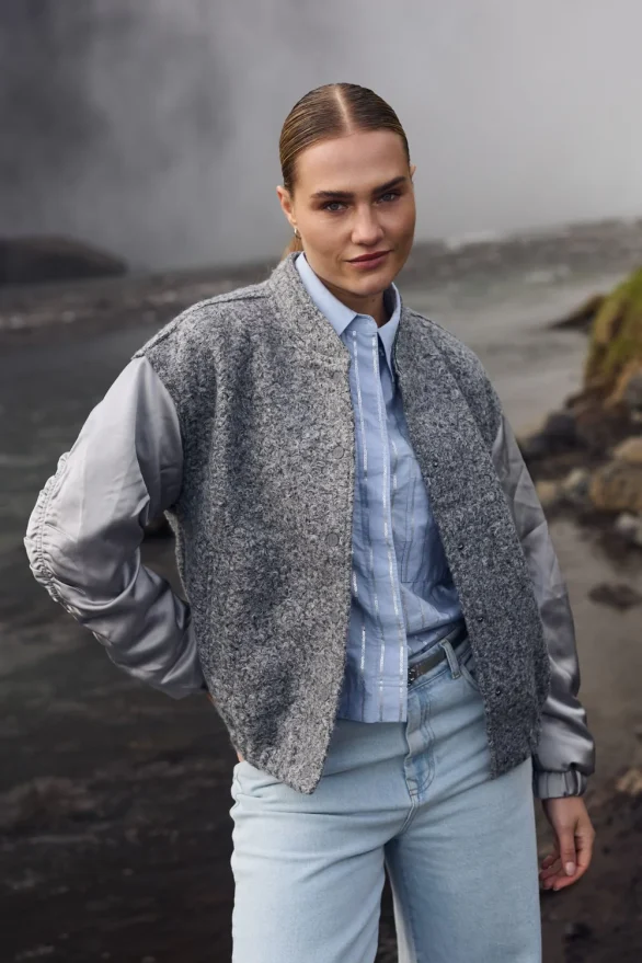 Nukus | Baltimore Jacket Satin | Light Grey - Afbeelding 2