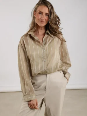 Nukus | Iris Blouse Stripe | Gold/Off White