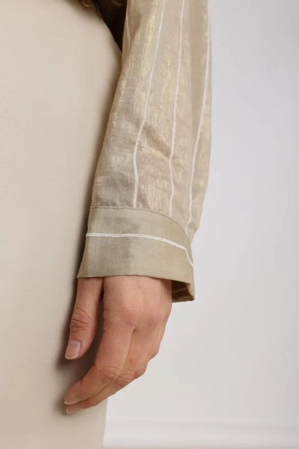 Nukus | Iris Blouse Stripe | Gold/Off White - Afbeelding 4