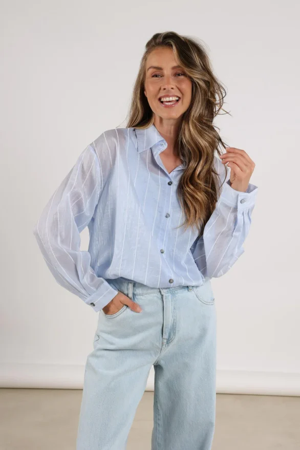 Nukus | Iris Blouse Stripe | Ice/Off White - Afbeelding 2