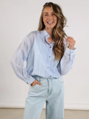 Nukus | Iris Blouse Stripe | Ice/Off White