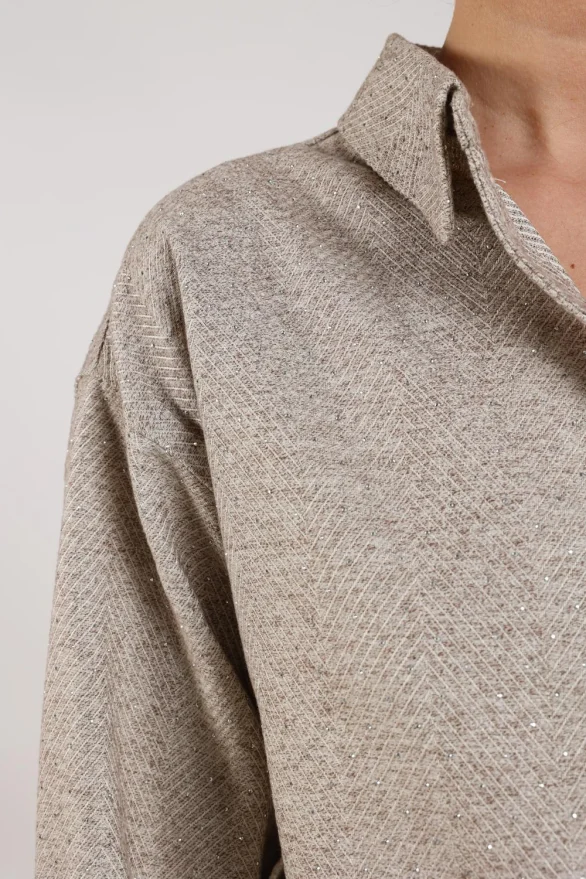 Nukus | Lara Blouse Strass | Sand - Afbeelding 4
