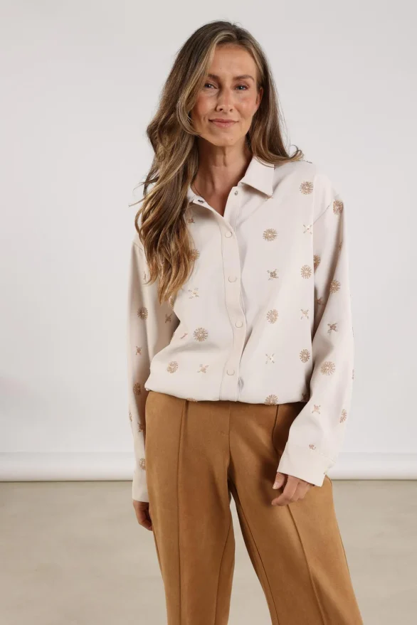 Nukus | Newport Blouse Embroidery | Offwhite/Gold - Afbeelding 2