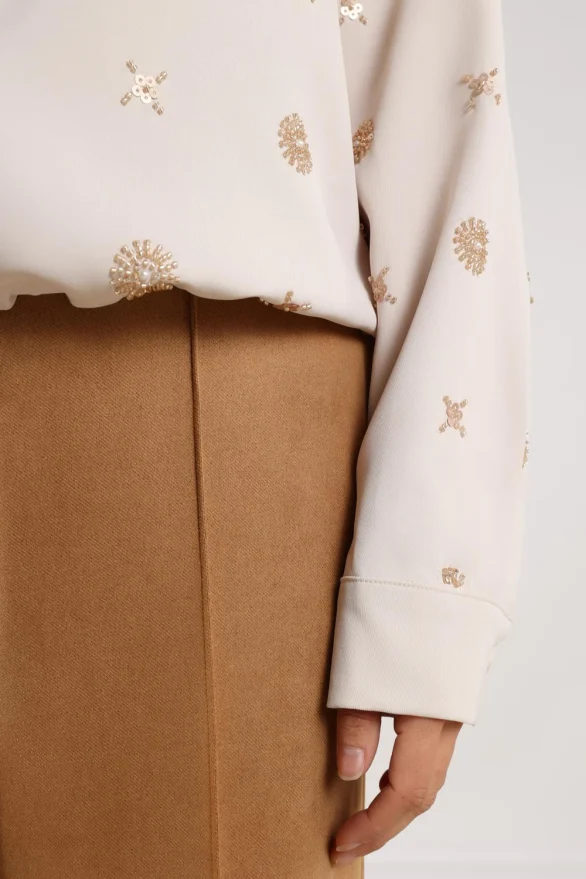 Nukus | Newport Blouse Embroidery | Offwhite/Gold - Afbeelding 3