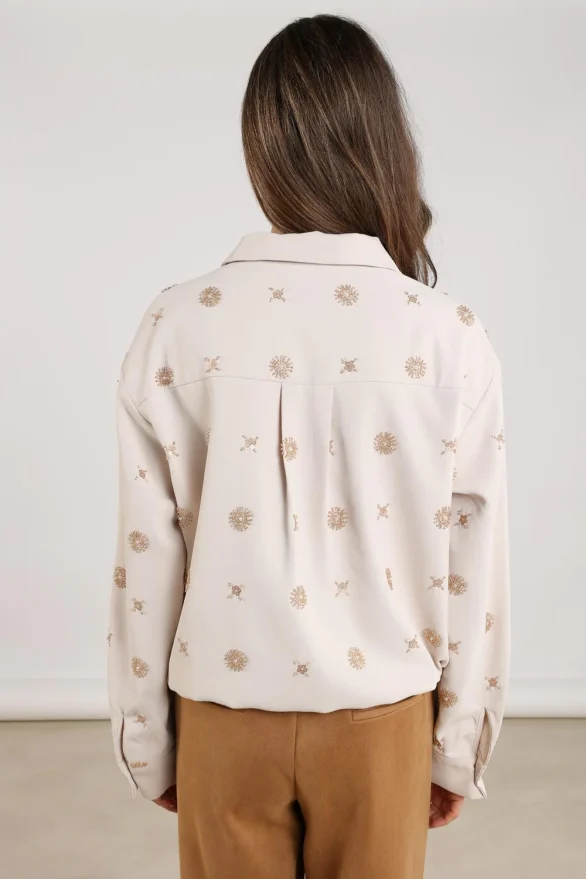 Nukus | Newport Blouse Embroidery | Offwhite/Gold - Afbeelding 4